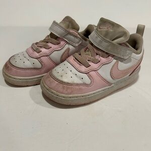 Nike Size 8C Toddler Pink White Low Top Sneakers